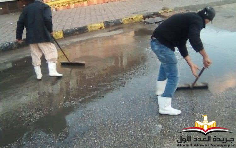بسبب موجه الطقس السيء الانتهاء من رفع مياه الأمطار في رأس البر