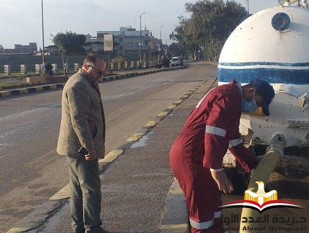 ابو ليلة يتابع عمليات شفط مياه الأمطار بشوارع فارسكور