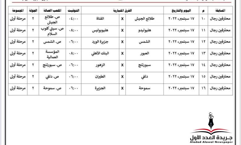 موعد مباريات الجوله الثانيه من دورى المحترفين لكرة اليد