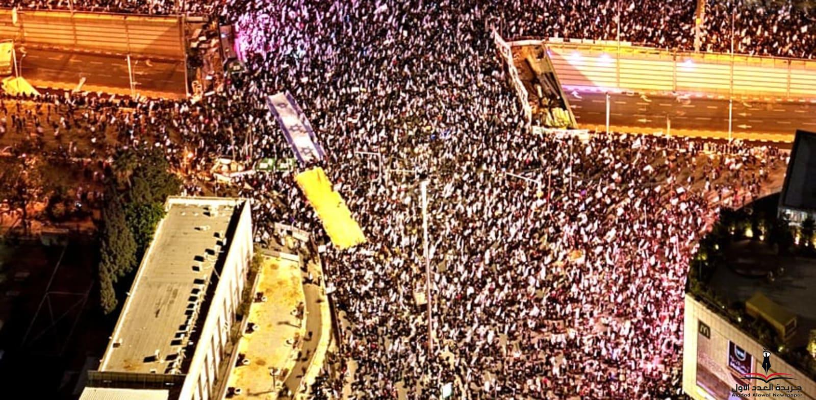 المظاهرة في تل أبيب ضد الانقلاب القانوني لنتنياهو وحكومته