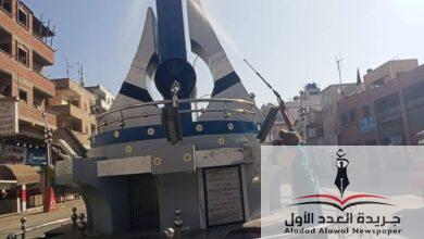 متابعة استمرار اعمال النظافه وغسيل النافورة بمركز المطرية بالدقهليه